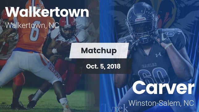 Watch this highlight video of the Walkertown (NC) football team in its game Matchup: Walkertown High vs. Carver  2018 on Oct 5, 2018