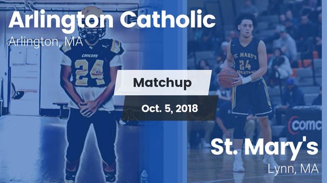 Watch this highlight video of the Arlington Catholic (Arlington, MA) football team in its game Matchup: Arlington Catholic vs. St. Mary's  2018 on Oct 6, 2018