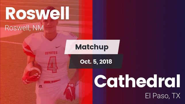 Watch this highlight video of the Roswell (NM) football team in its game Matchup: Roswell  vs. Cathedral  2018 on Oct 5, 2018