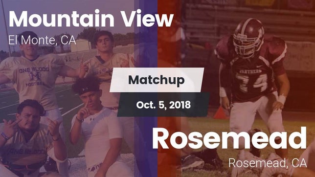Watch this highlight video of the Mountain View (El Monte, CA) football team in its game Matchup: Mountain View vs. Rosemead  2018 on Oct 5, 2018