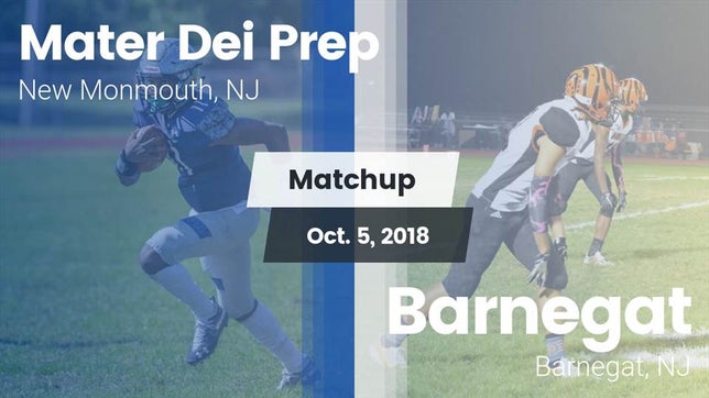 Watch this highlight video of the Mater Dei (New Monmouth, NJ) football team in its game Matchup: Mater Dei vs. Barnegat  2018 on Oct 5, 2018