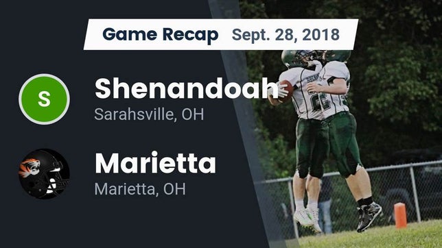 Watch this highlight video of the Shenandoah (Sarahsville, OH) football team in its game Recap: Shenandoah  vs. Marietta  2018 on Sep 28, 2018