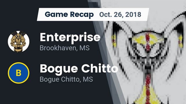Watch this highlight video of the Enterprise (Brookhaven, MS) football team in its game Recap: Enterprise  vs. Bogue Chitto  2018 on Oct 26, 2018