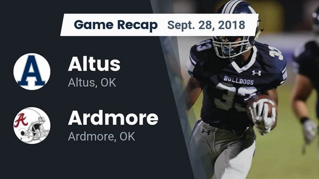 Watch this highlight video of the Altus (OK) football team in its game Recap: Altus  vs. Ardmore  2018 on Sep 28, 2018