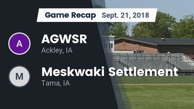 Watch this highlight video of the AGWSR (Ackley, IA) football team in its game Recap: AGWSR  vs. Meskwaki Settlement  2018 on Sep 21, 2018