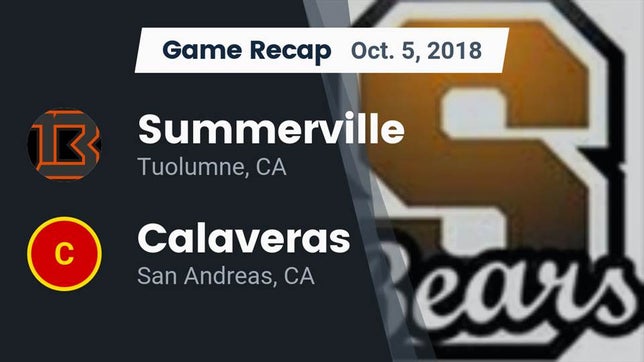 Watch this highlight video of the Summerville (Tuolumne, CA) football team in its game Recap: Summerville  vs. Calaveras  2018 on Oct 5, 2018
