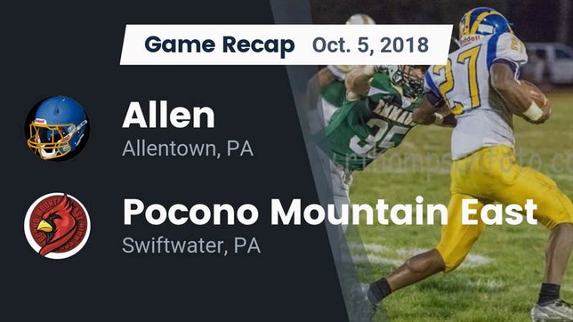 Watch this highlight video of the William Allen (Allentown, PA) football team in its game Recap: Allen  vs. Pocono Mountain East  2018 on Oct 5, 2018