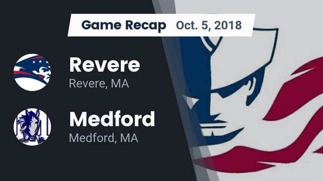 Watch this highlight video of the Revere (MA) football team in its game Recap: Revere  vs. Medford  2018 on Oct 5, 2018