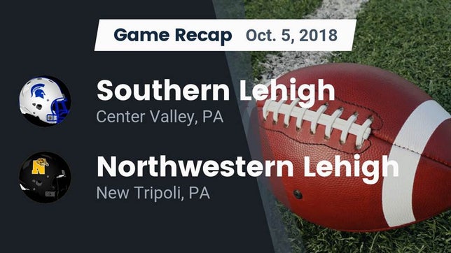 Watch this highlight video of the Southern Lehigh (Center Valley, PA) football team in its game Recap: Southern Lehigh  vs. Northwestern Lehigh  2018 on Oct 5, 2018