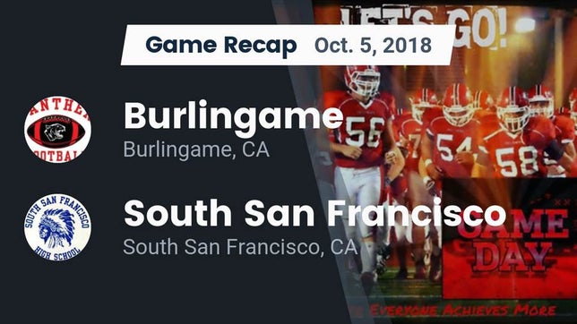 Watch this highlight video of the Burlingame (CA) football team in its game Recap: Burlingame  vs. South San Francisco  2018 on Oct 5, 2018