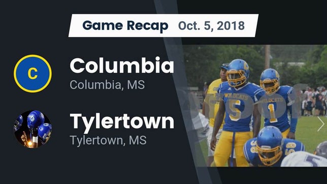 Watch this highlight video of the Columbia (MS) football team in its game Recap: Columbia  vs. Tylertown  2018 on Oct 5, 2018