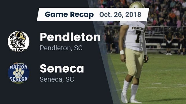 Watch this highlight video of the Pendleton (SC) football team in its game Recap: Pendleton  vs. Seneca  2018 on Oct 29, 2018