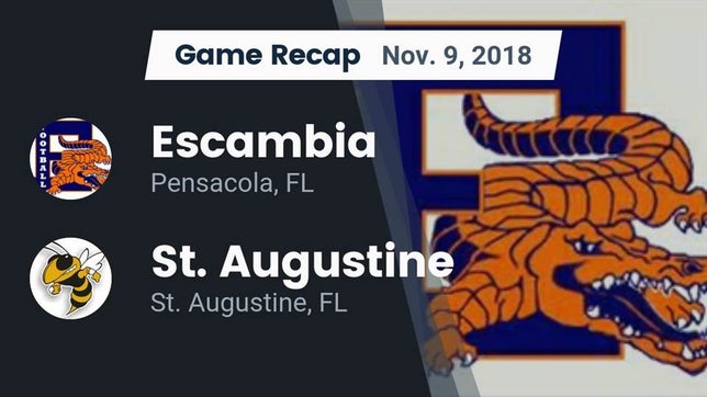 Watch this highlight video of the Escambia (Pensacola, FL) football team in its game Recap: Escambia  vs. St. Augustine  2018 on Nov 9, 2018