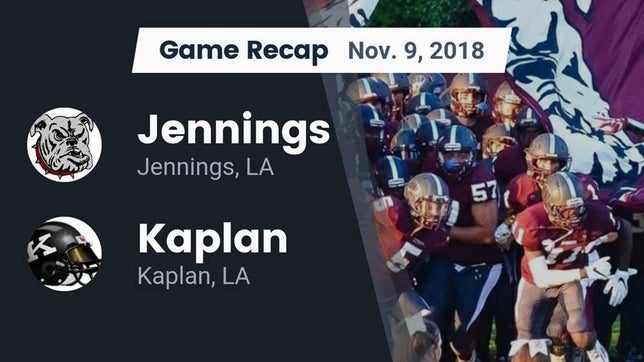 Watch this highlight video of the Jennings (LA) football team in its game Recap: Jennings  vs. Kaplan  2018 on Nov 9, 2018