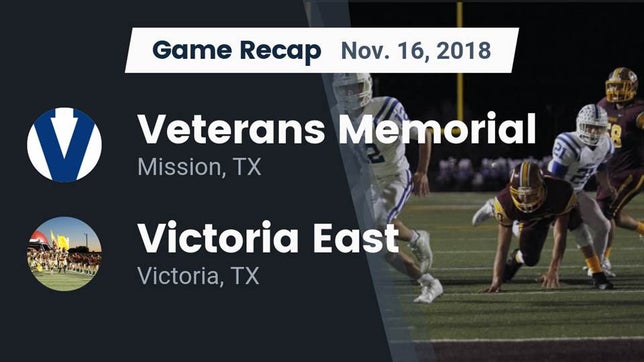 Watch this highlight video of the Mission Veterans Memorial (Mission, TX) football team in its game Recap: Veterans Memorial  vs. Victoria East  2018 on Nov 16, 2018