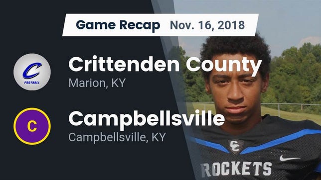 Watch this highlight video of the Crittenden County (Marion, KY) football team in its game Recap: Crittenden County  vs. Campbellsville  2018 on Nov 16, 2018