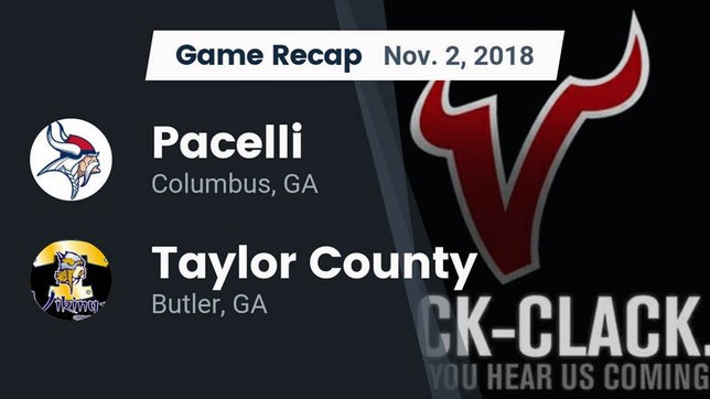 Watch this highlight video of the St. Anne-Pacelli (Columbus, GA) football team in its game Recap: Pacelli  vs. Taylor County  2018 on Nov 2, 2018