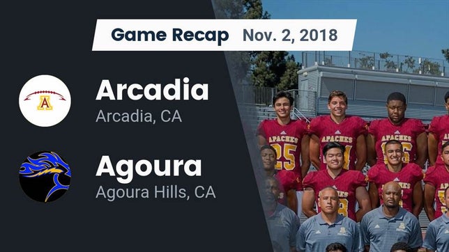 Watch this highlight video of the Arcadia (CA) football team in its game Recap: Arcadia  vs. Agoura  2018 on Nov 2, 2018