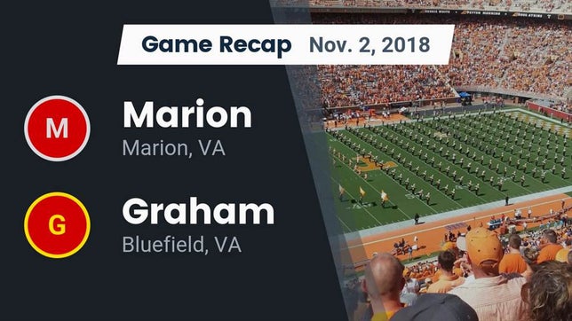 Watch this highlight video of the Marion (VA) football team in its game Recap: Marion  vs. Graham  2018 on Nov 2, 2018