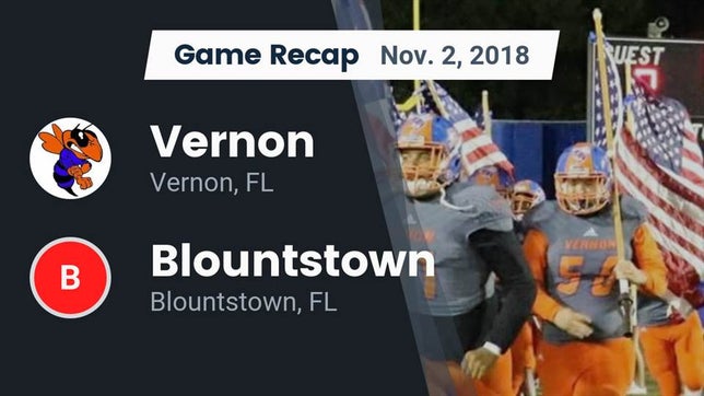 Watch this highlight video of the Vernon (FL) football team in its game Recap: Vernon  vs. Blountstown  2018 on Nov 2, 2018