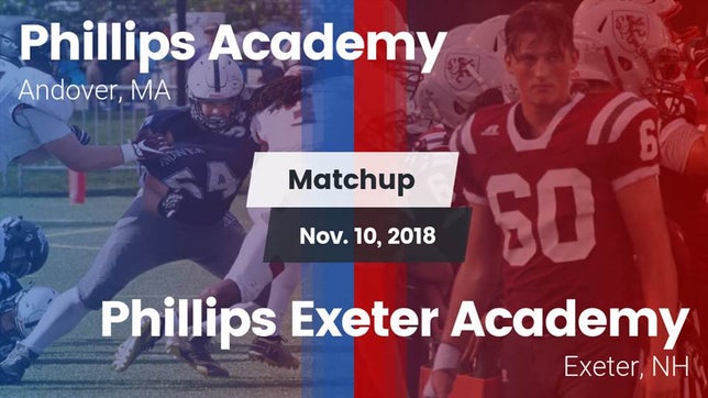 Watch this highlight video of the Phillips Academy (Andover, MA) football team in its game Matchup: Phillips Academy vs. Phillips Exeter Academy  2018 on Nov 10, 2018