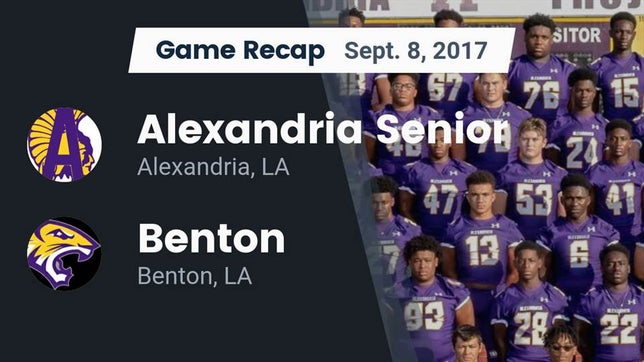 Watch this highlight video of the Alexandria (LA) football team in its game Recap: Alexandria Senior  vs. Benton  2017 on Sep 8, 2017