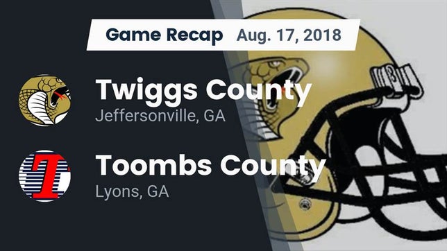 Watch this highlight video of the Twiggs County (Jeffersonville, GA) football team in its game Recap: Twiggs County  vs. Toombs County  2018 on Aug 17, 2018