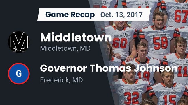 Watch this highlight video of the Middletown (MD) football team in its game Recap: Middletown  vs. Governor Thomas Johnson  2017 on Oct 13, 2017
