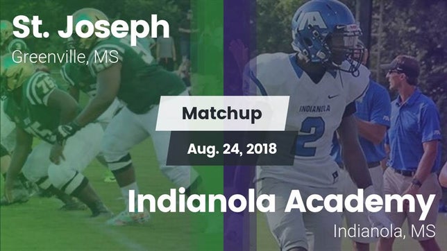 Watch this highlight video of the St. Joseph (Greenville, MS) football team in its game Matchup: St. Joseph vs. Indianola Academy  2018 on Aug 24, 2018