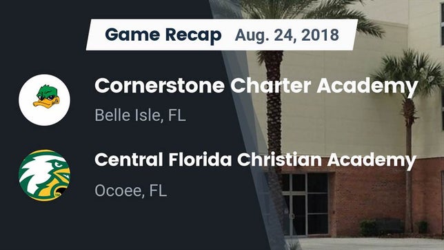 Watch this highlight video of the Cornerstone Charter Academy (Belle Isle, FL) football team in its game Recap: Cornerstone Charter Academy vs. Central Florida Christian Academy  2018 on Aug 24, 2018