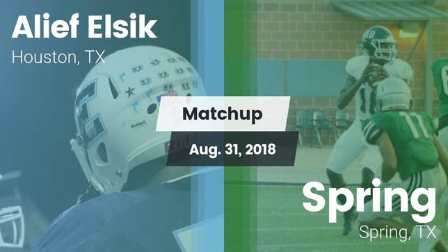 Watch this highlight video of the Alief Elsik (Houston, TX) football team in its game Matchup: Alief Elsik vs. Spring  2018 on Aug 31, 2018