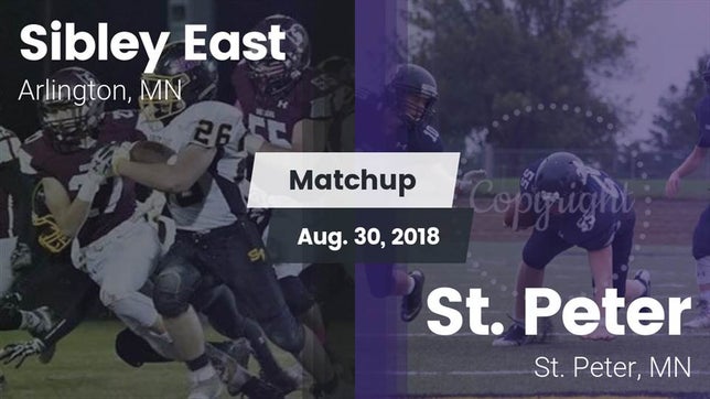 Watch this highlight video of the Sibley East (Arlington, MN) football team in its game Matchup: Sibley East High vs. St. Peter  2018 on Aug 30, 2018