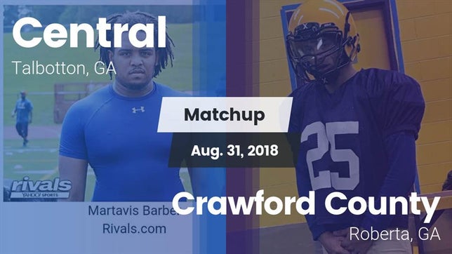 Watch this highlight video of the Central (Talbotton, GA) football team in its game Matchup: Central vs. Crawford County  2018 on Aug 31, 2018