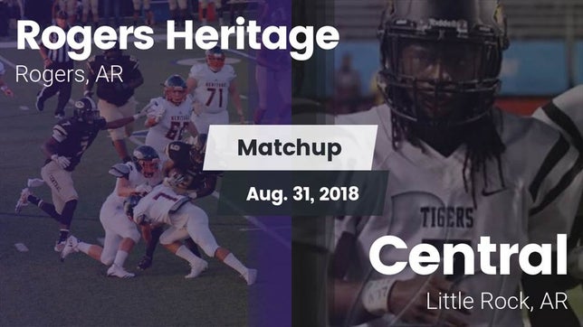 Watch this highlight video of the Rogers Heritage (Rogers, AR) football team in its game Matchup: Rogers Heritage vs. Central  2018 on Aug 31, 2018