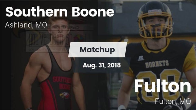 Watch this highlight video of the Southern Boone (Ashland, MO) football team in its game Matchup: Southern Boone vs. Fulton  2018 on Aug 31, 2018