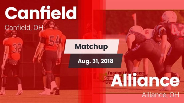 Watch this highlight video of the Canfield (OH) football team in its game Matchup: Canfield vs. Alliance  2018 on Aug 31, 2018