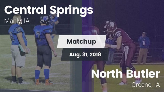 Watch this highlight video of the Central Springs (Manly, IA) football team in its game Matchup: Central Springs vs. North Butler  2018 on Aug 31, 2018