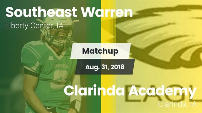 Watch this highlight video of the Southeast Warren (Liberty Center, IA) football team in its game Matchup: Southeast Warren vs. Clarinda Academy  2018 on Aug 31, 2018