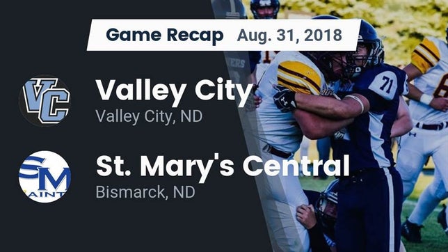 Watch this highlight video of the Valley City (ND) football team in its game Recap: Valley City  vs. St. Mary's Central  2018 on Aug 31, 2018