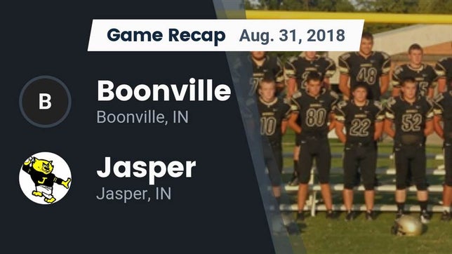 Watch this highlight video of the Boonville (IN) football team in its game Recap: Boonville  vs. Jasper  2018 on Aug 31, 2018