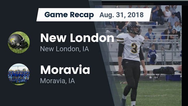 Watch this highlight video of the New London (IA) football team in its game Recap: New London  vs. Moravia  2018 on Aug 31, 2018