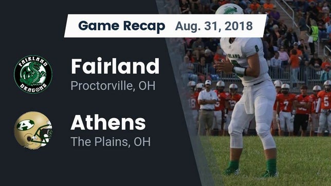 Watch this highlight video of the Fairland (Proctorville, OH) football team in its game Recap: Fairland  vs. Athens  2018 on Aug 31, 2018