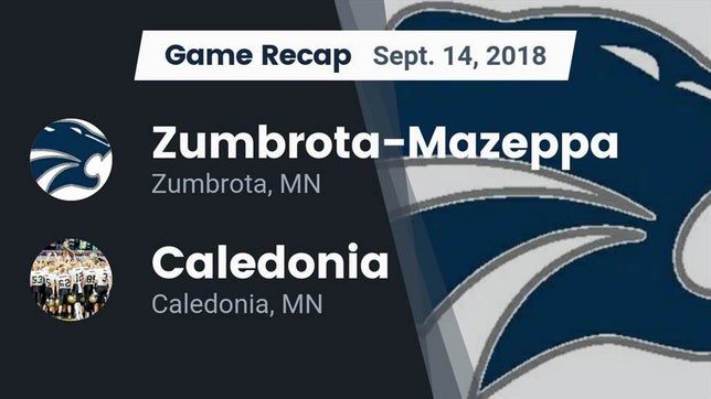 Watch this highlight video of the Zumbrota-Mazeppa (Zumbrota, MN) football team in its game Recap: Zumbrota-Mazeppa  vs. Caledonia  2018 on Sep 14, 2018