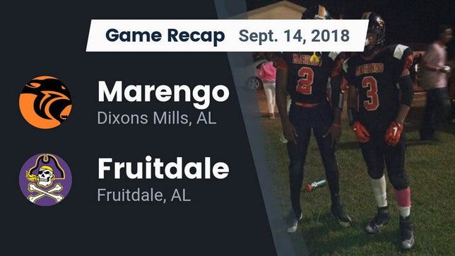 Watch this highlight video of the Marengo (Dixons Mills, AL) football team in its game Recap: Marengo  vs. Fruitdale  2018 on Sep 14, 2018