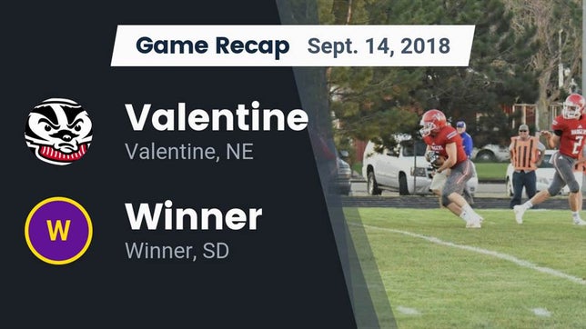 Watch this highlight video of the Valentine (NE) football team in its game Recap: Valentine  vs. Winner  2018 on Sep 14, 2018