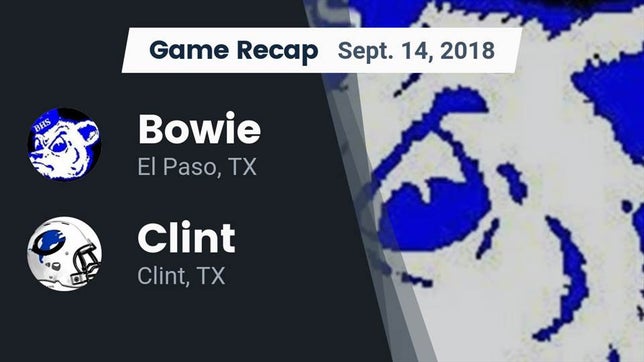 Watch this highlight video of the Bowie (El Paso, TX) football team in its game Recap: Bowie  vs. Clint  2018 on Sep 14, 2018