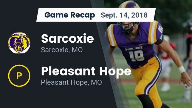Watch this highlight video of the Sarcoxie (MO) football team in its game Recap: Sarcoxie  vs. Pleasant Hope  2018 on Sep 14, 2018