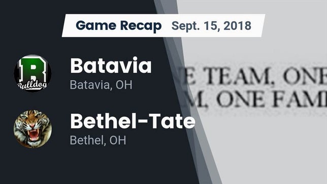 Watch this highlight video of the Batavia (OH) football team in its game Recap: Batavia  vs. Bethel-Tate  2018 on Sep 14, 2018