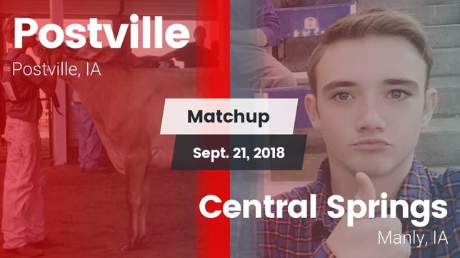 Watch this highlight video of the Postville (IA) football team in its game Matchup: Postville High vs. Central Springs  2018 on Sep 21, 2018