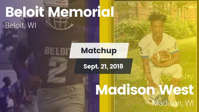 Watch this highlight video of the Beloit Memorial (Beloit, WI) football team in its game Matchup: Beloit Memorial vs. Madison West  2018 on Sep 21, 2018